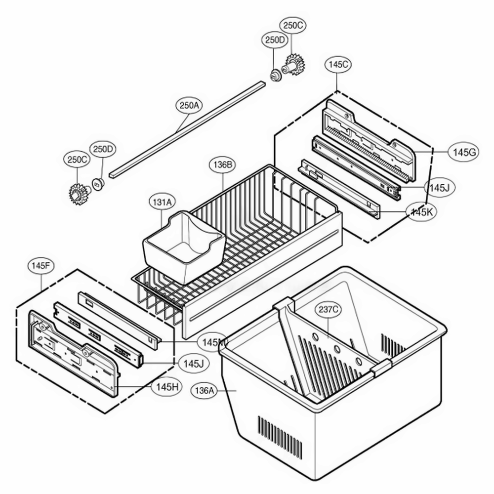 Freezer Parts Diagram and Parts List for 77543 ASTCSER LG Refrigerator