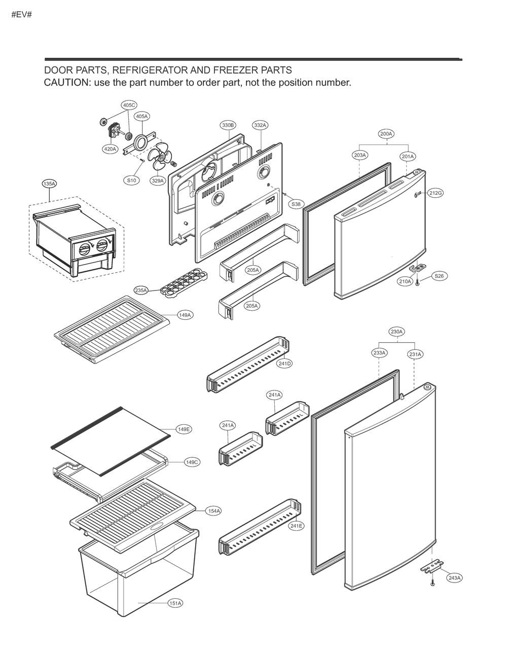 Door Parts, Refrigerator And Freezer Parts Diagram and Parts List for GM-B372SLCA APZCNA0 LG Refrigerator