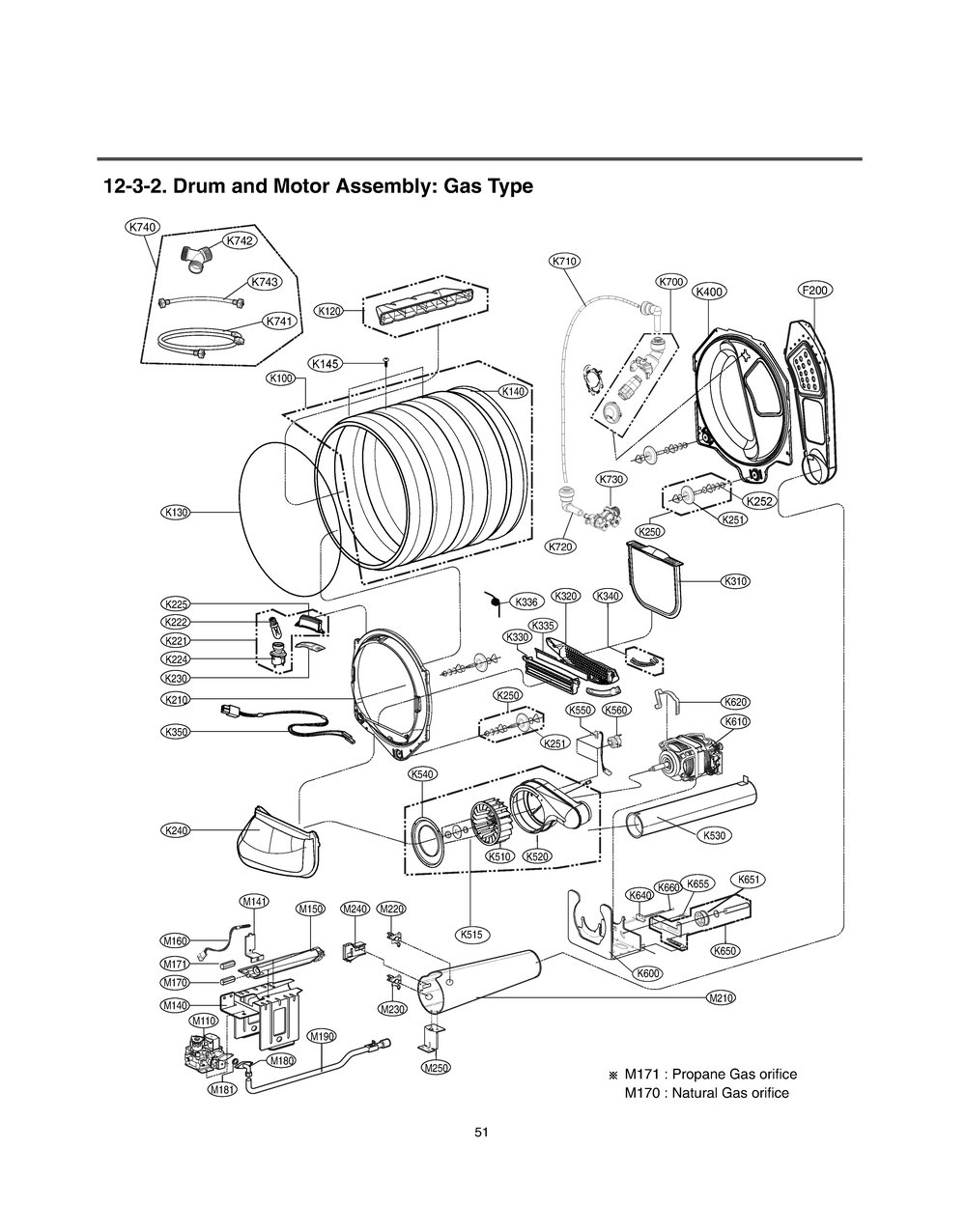 Drum And Motor Assembly Diagram and Parts List for 71423 ASTESEU LG Refrigerator