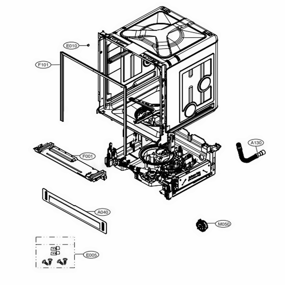Main Diagram and Parts List for 14307 ABDESEU LG Dishwasher