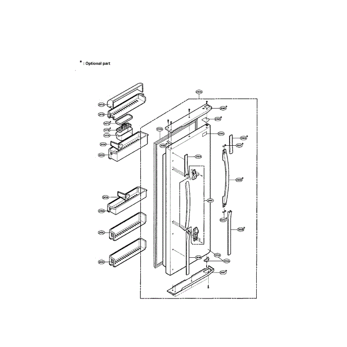 Refrigerator Door Diagram and Parts List for LRSPC2041T  LG Refrigerator