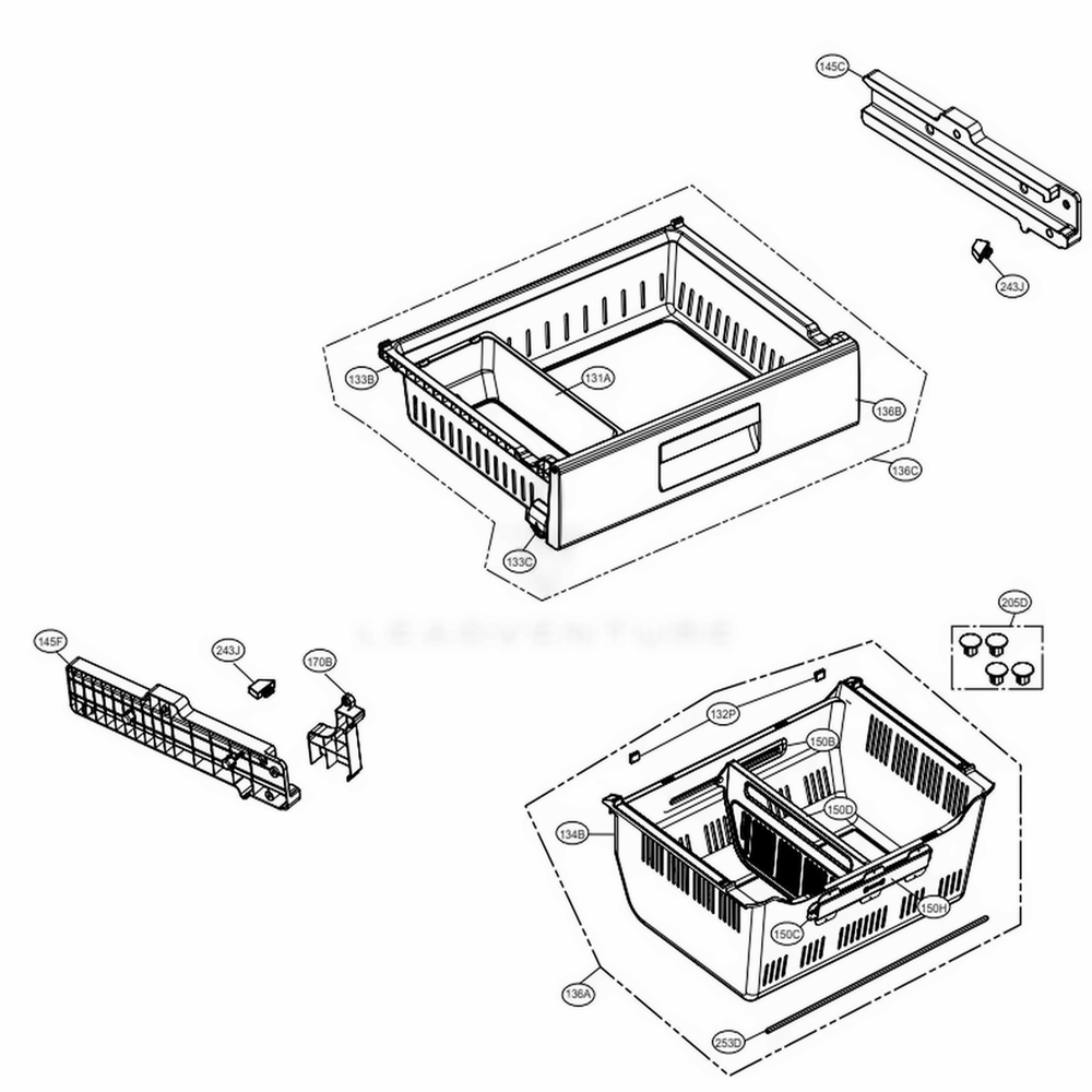Freezer Parts Diagram and Parts List for LFX29927ST ASTCNA0 LG Refrigerator