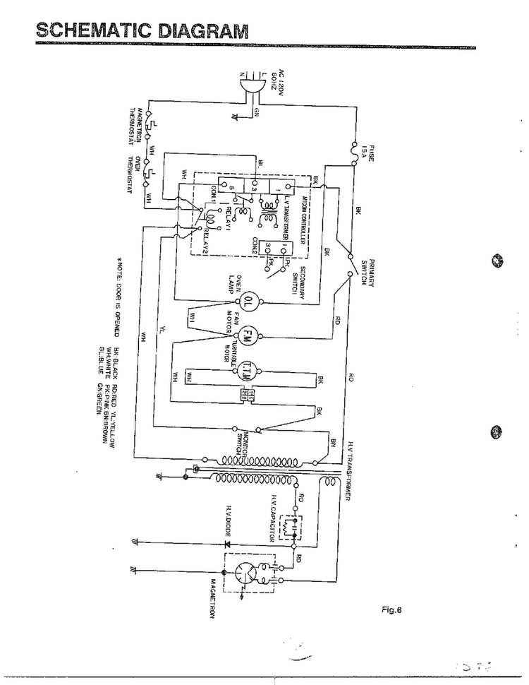 Schematic Diagram Diagram and Parts List for MA-884M  LG Microwave