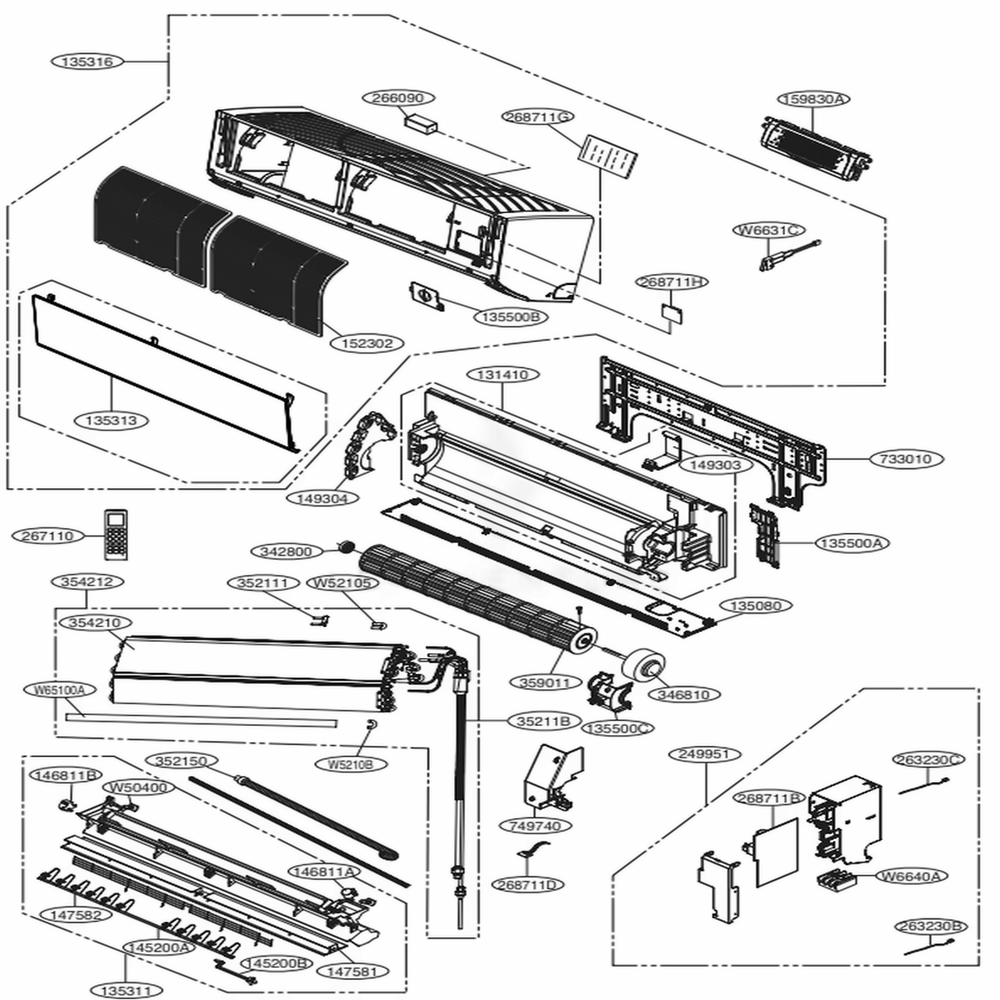 Main Diagram and Parts List for LAN120HSV2 AMRBEUS LG Air Conditioner