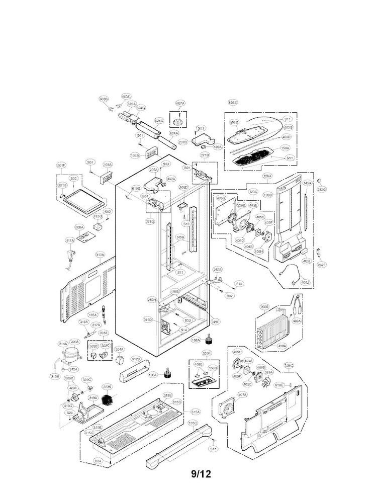 Case Parts Diagram and Parts List for LFX28977ST 01 LG Refrigerator