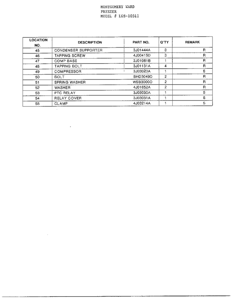 Freezer Page 3 Diagram and Parts List for 10311  LG Freezer
