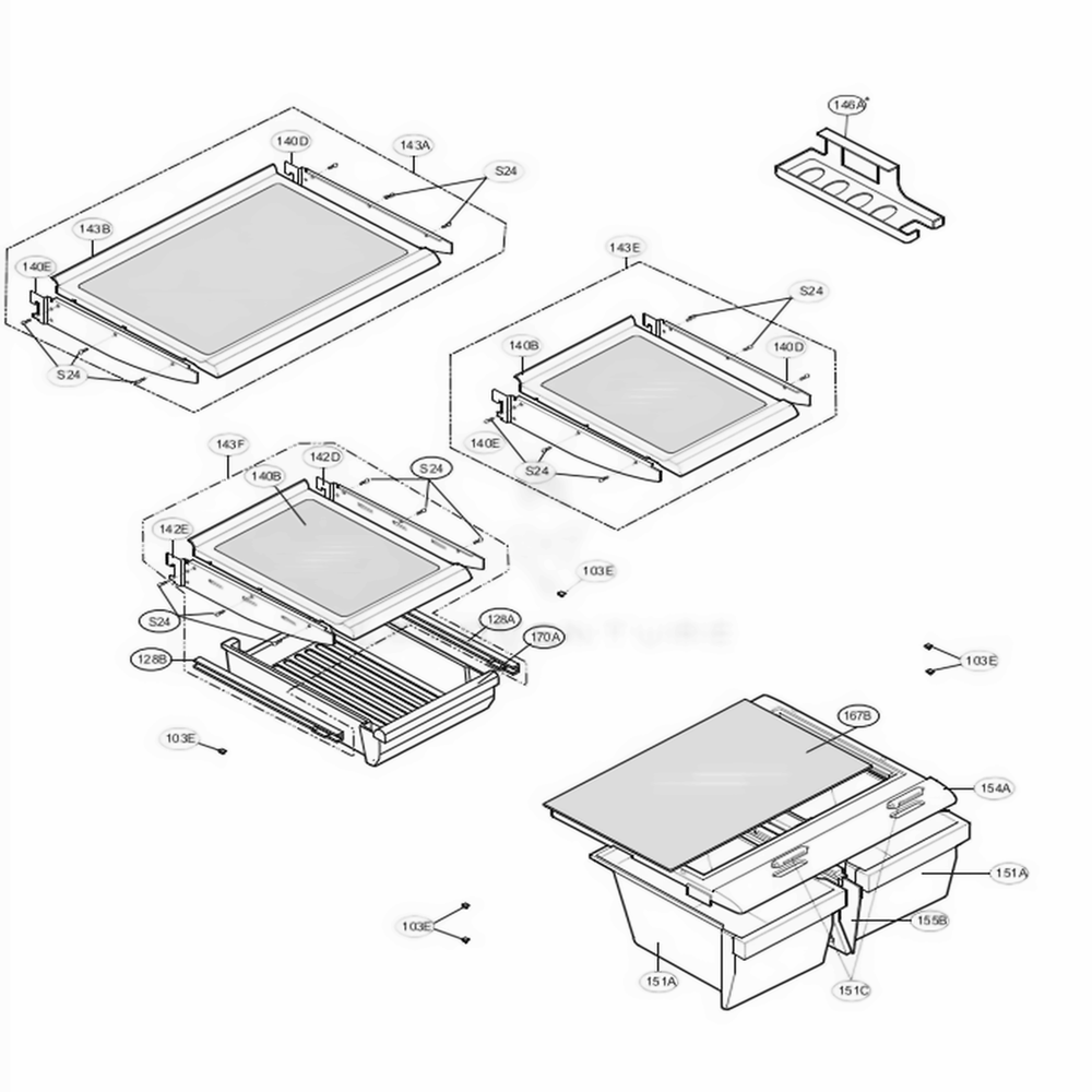 Refrigerator Parts Diagram and Parts List for 65209 AWBCSEA LG Refrigerator