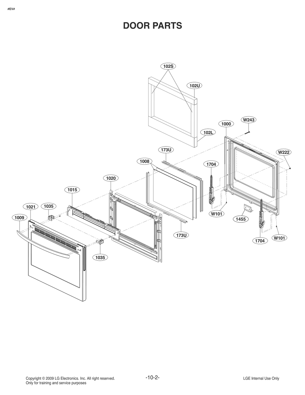 Door Parts Diagram and Parts List for FG4763LS ASTELGA LG Range