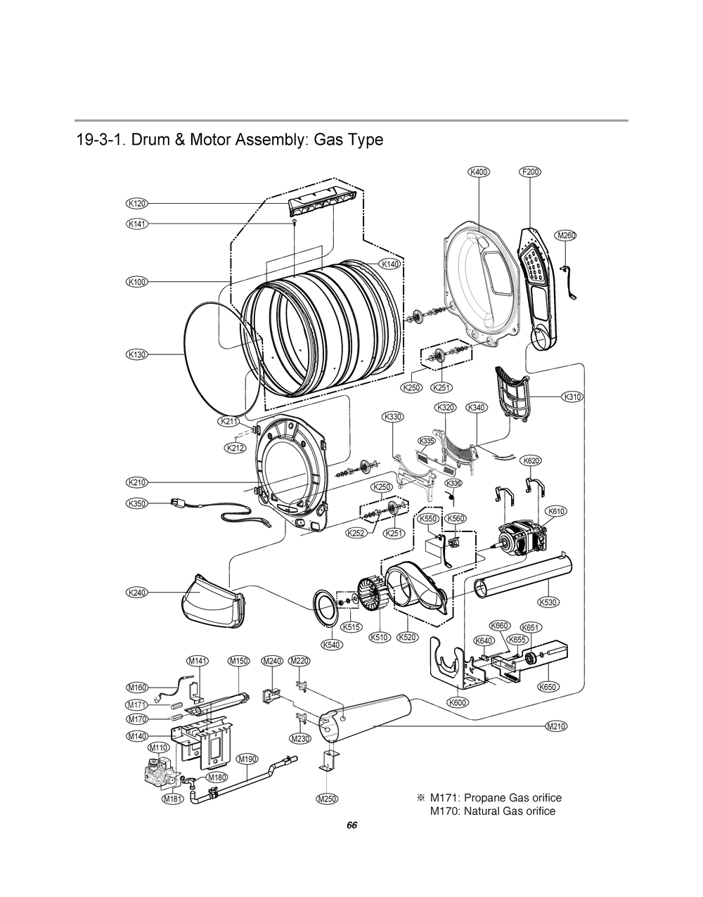 Drum And Motor Assembly Diagram and Parts List for TLD1840CGD ASSEELC LG Dryer