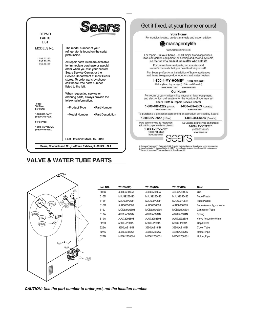 Valve And Water Tube Parts Diagram and Parts List for GR-J298LKXM ASBCSE0 LG Refrigerator