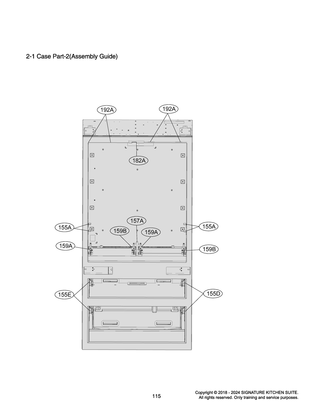 Case Part-2 (Assembly Guide) Diagram and Parts List for GR-617AGPPM ASWCNA0 LG Refrigerator