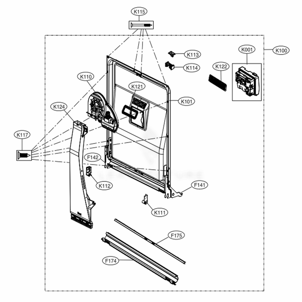 Door Liner Assembly Diagram and Parts List for LDT7797BD ABDEEUS LG Dishwasher