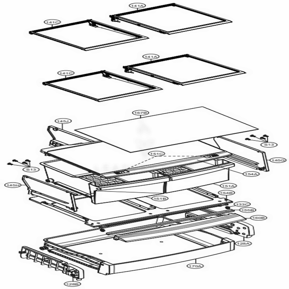Refrigerator Parts Diagram and Parts List for LFNS22520D ASBCNA2 LG Refrigerator