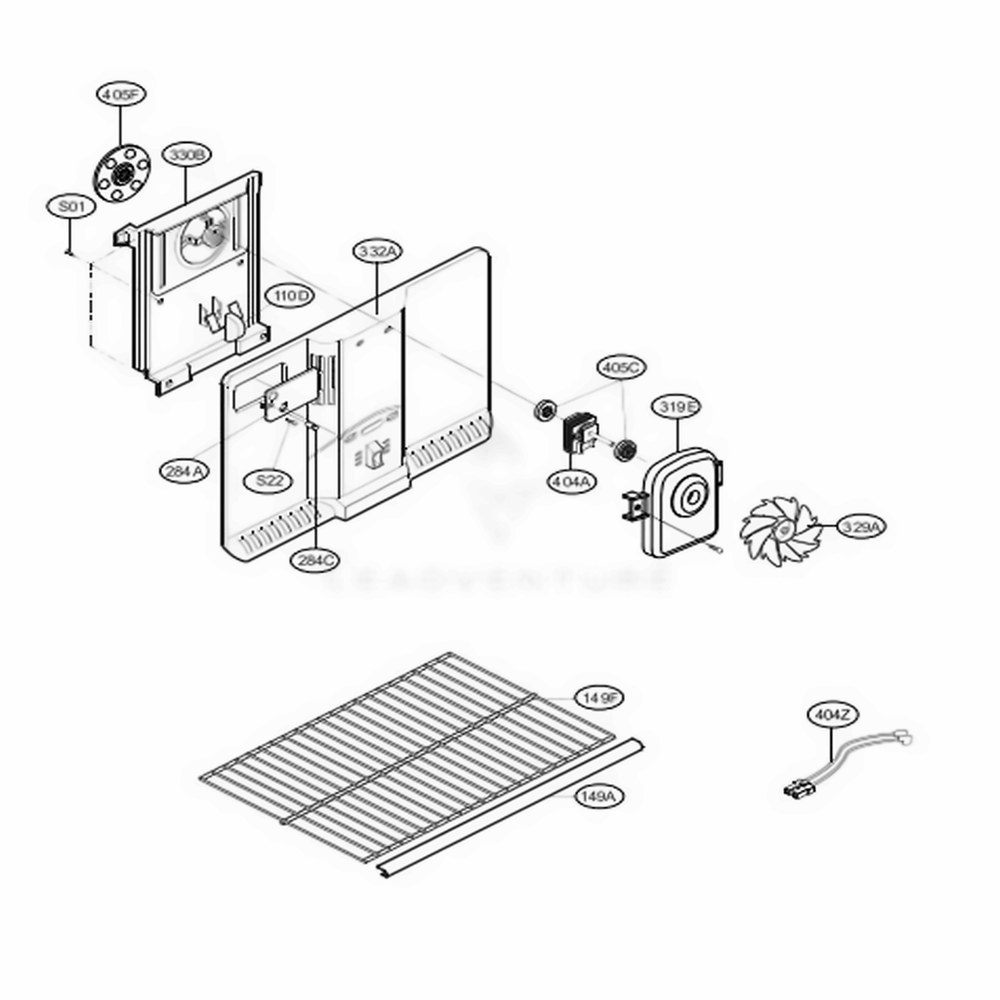 Freezer Parts Diagram and Parts List for 79293 AST2SER LG Refrigerator