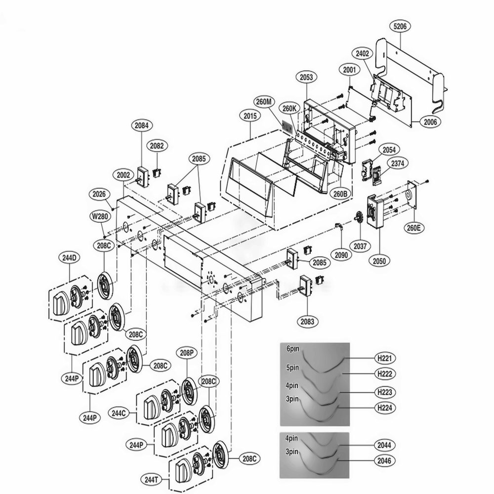 Controller Parts Diagram and Parts List for LUTE4619SN ASTLLGA LG Range