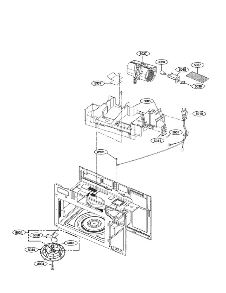 Interior Parts 2 Diagram and Parts List for LMV1683SB 00 LG Microwave