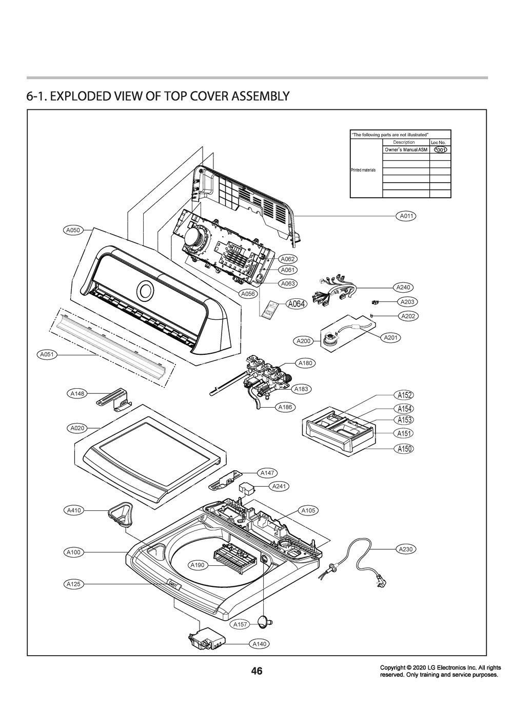 Top Cover Assembly Diagram and Parts List for T17A1EFHT5 ASSETUS LG Washer