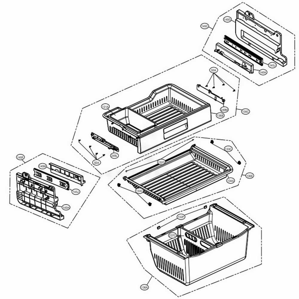Freezer Parts Diagram and Parts List for LFX31925ST ASTCNA6 LG Refrigerator