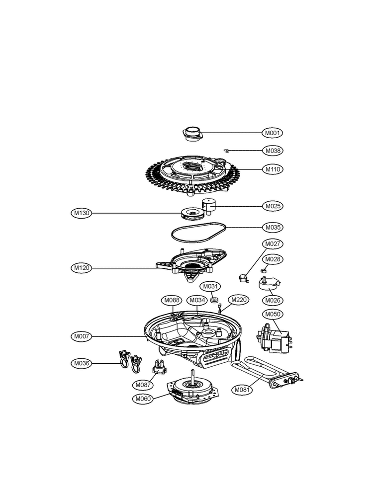 Sump Assembly Parts Diagram and Parts List for LSD795ST4  LG Dishwasher