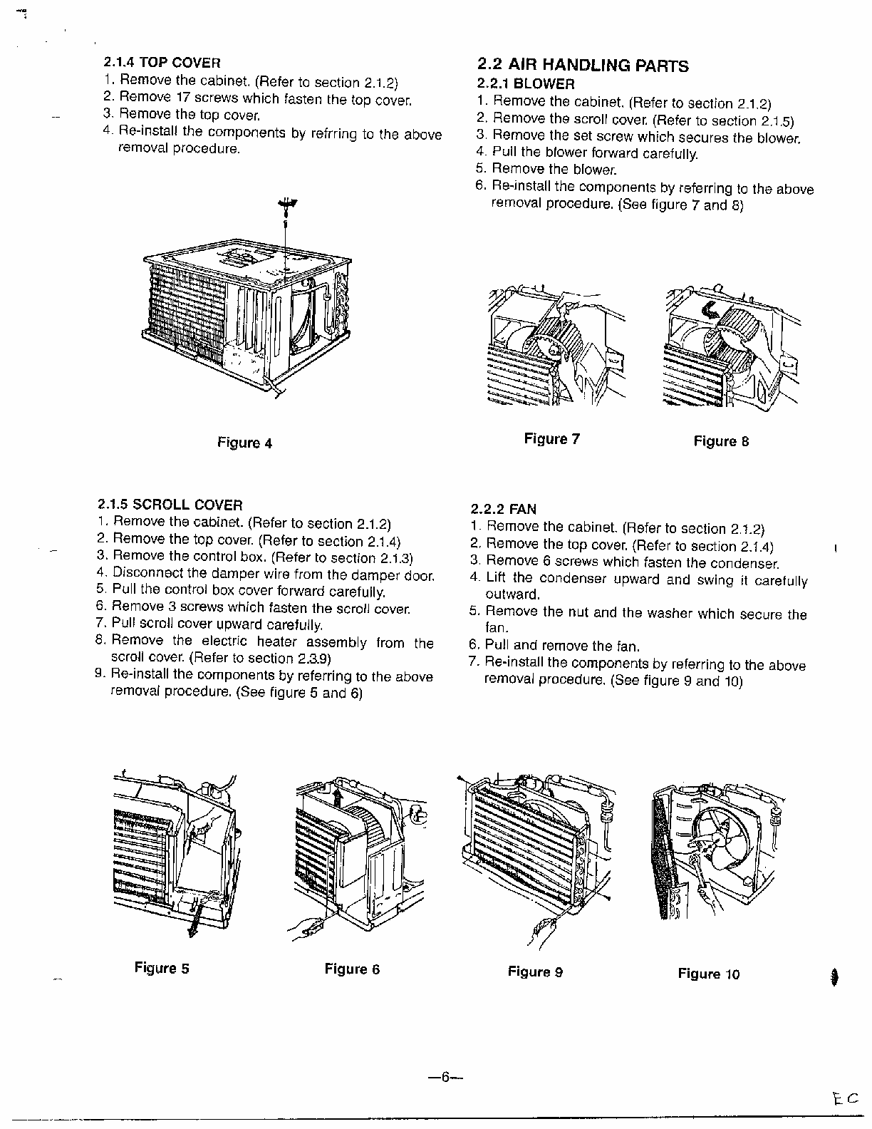 Disassembly Instructions Page 2 Diagram and Parts List for GA-1834FC  LG Air Conditioner