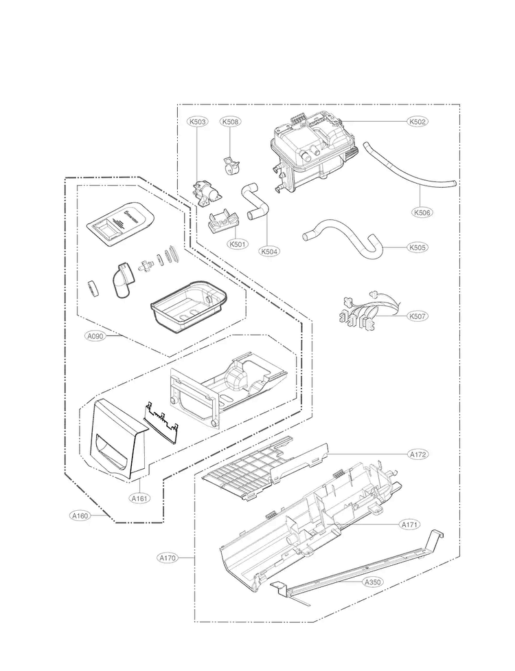 Panel Drawer Parts Diagram and Parts List for DLE4970W  LG Dryer
