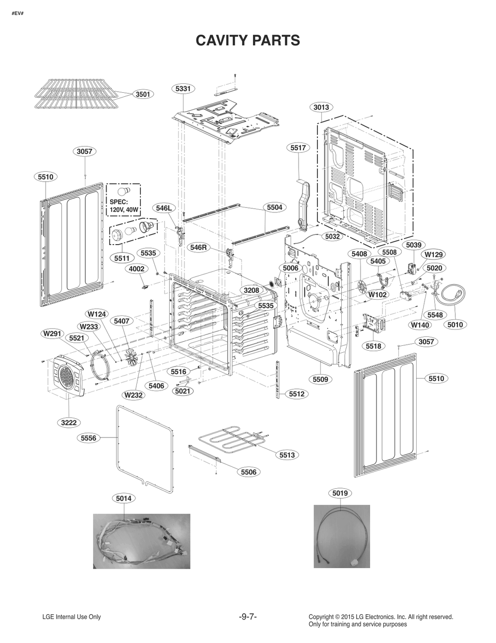 Cavity Parts Diagram and Parts List for FE1753LS ASTLLGA LG Range