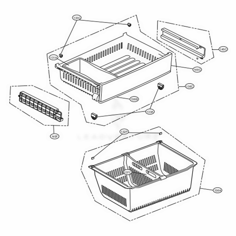 Freezer Parts Diagram and Parts List for LFCS27596S ASTCNA0 LG Refrigerator