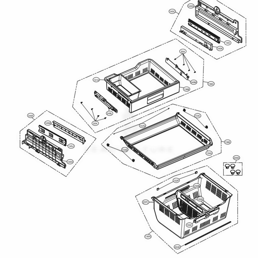Freezer Parts Diagram and Parts List for 74099 AWBCSE1 LG Refrigerator