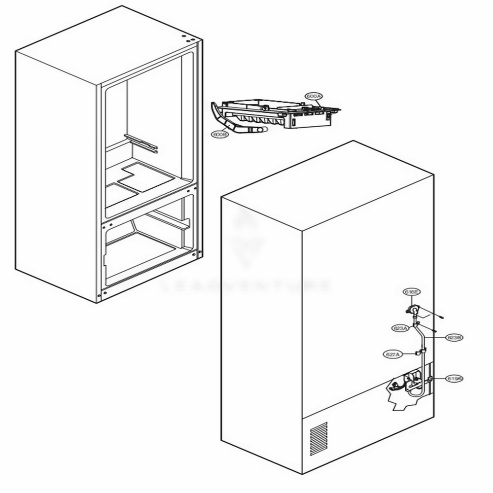 Water And Icemaker Parts Diagram and Parts List for LFC28768ST ASTCNA0 LG Refrigerator