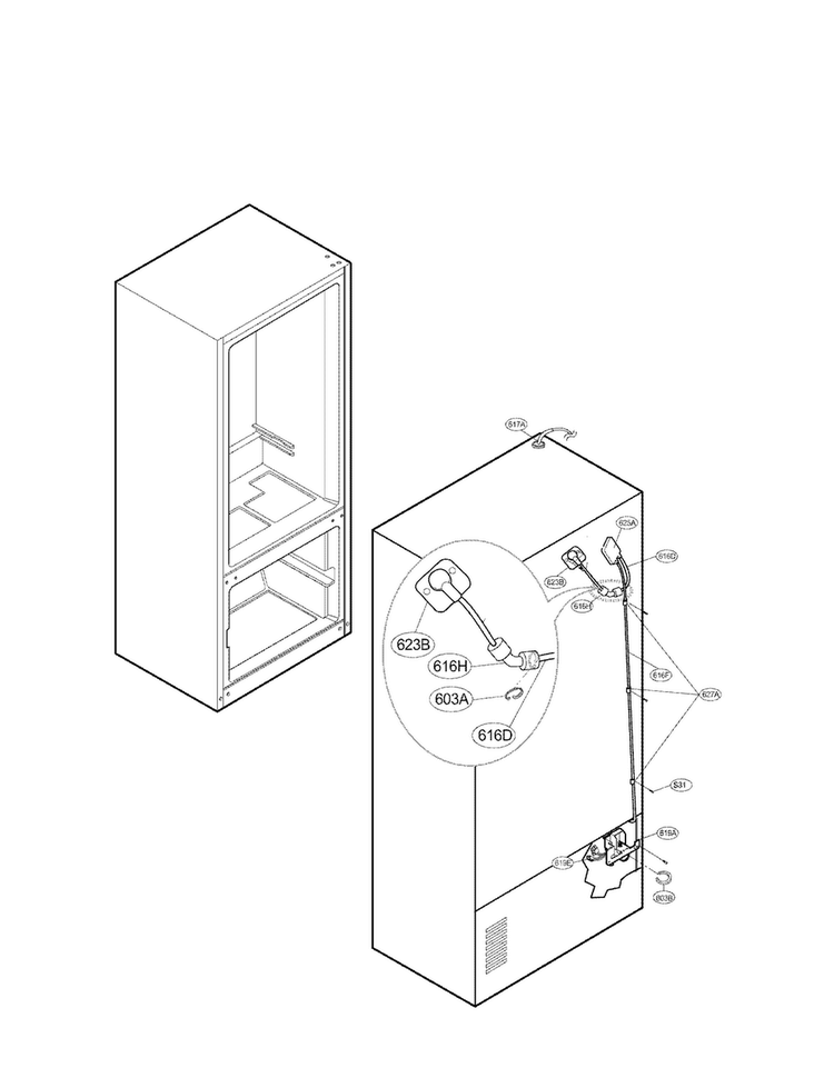 Ice Maker Parts Diagram and Parts List for LFX25980ST 01 LG Refrigerator