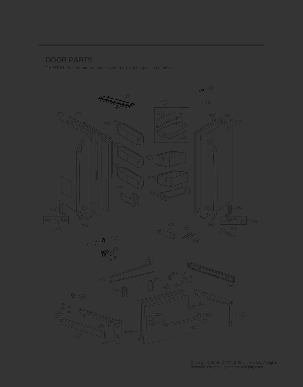 Door Parts Diagram and Parts List for GR-L268LSJM ASTCNA1 LG Refrigerator