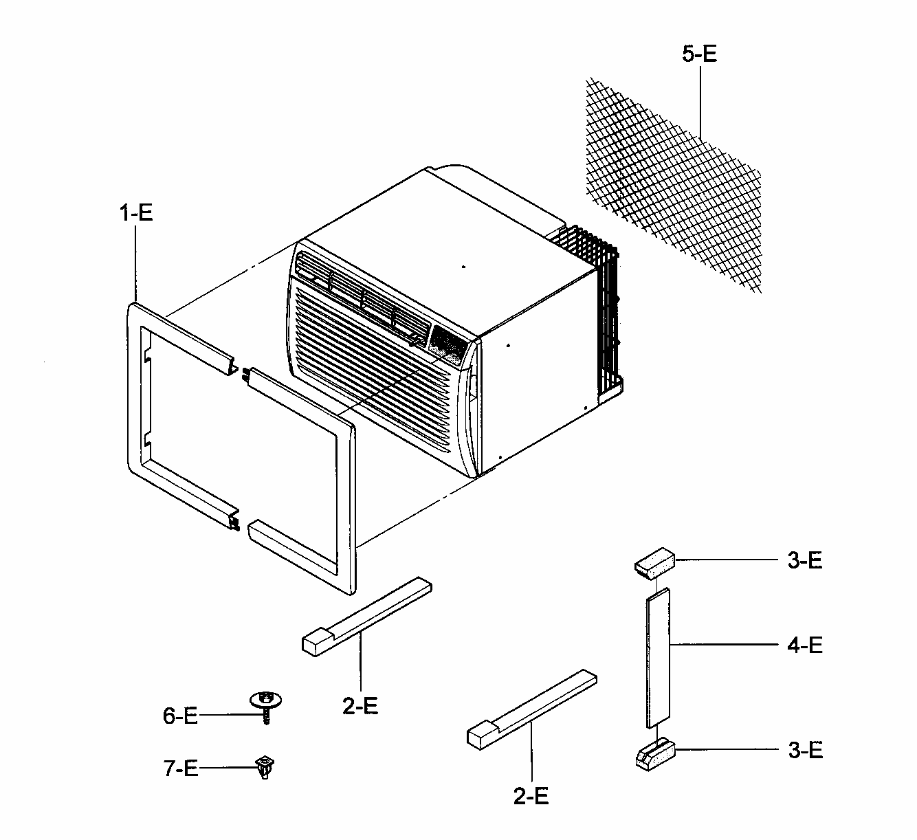 Installation Kit Assy Diagram and Parts List for 58076105700  Kenmore Air Conditioner
