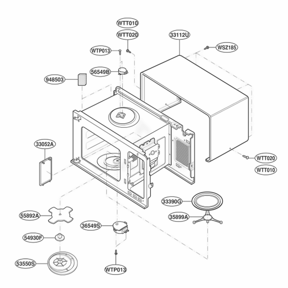 Oven Cavity Parts Diagram and Parts List for JE1860SH AG3EGEU LG Wall Oven