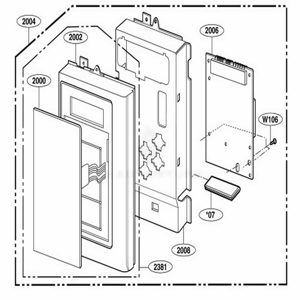 Controller Parts Diagram and Parts List for 80592 CWHESEA LG Wall Oven
