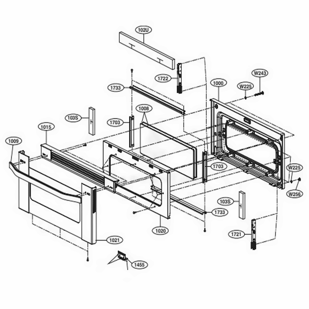 Upper Door Parts Diagram and Parts List for LDE3019ST FSTLLGA LG Range