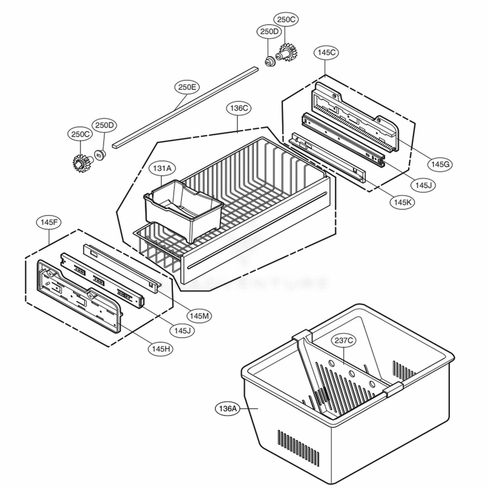 Freezer Parts Diagram and Parts List for 495934 ASTCNA7 LG Refrigerator