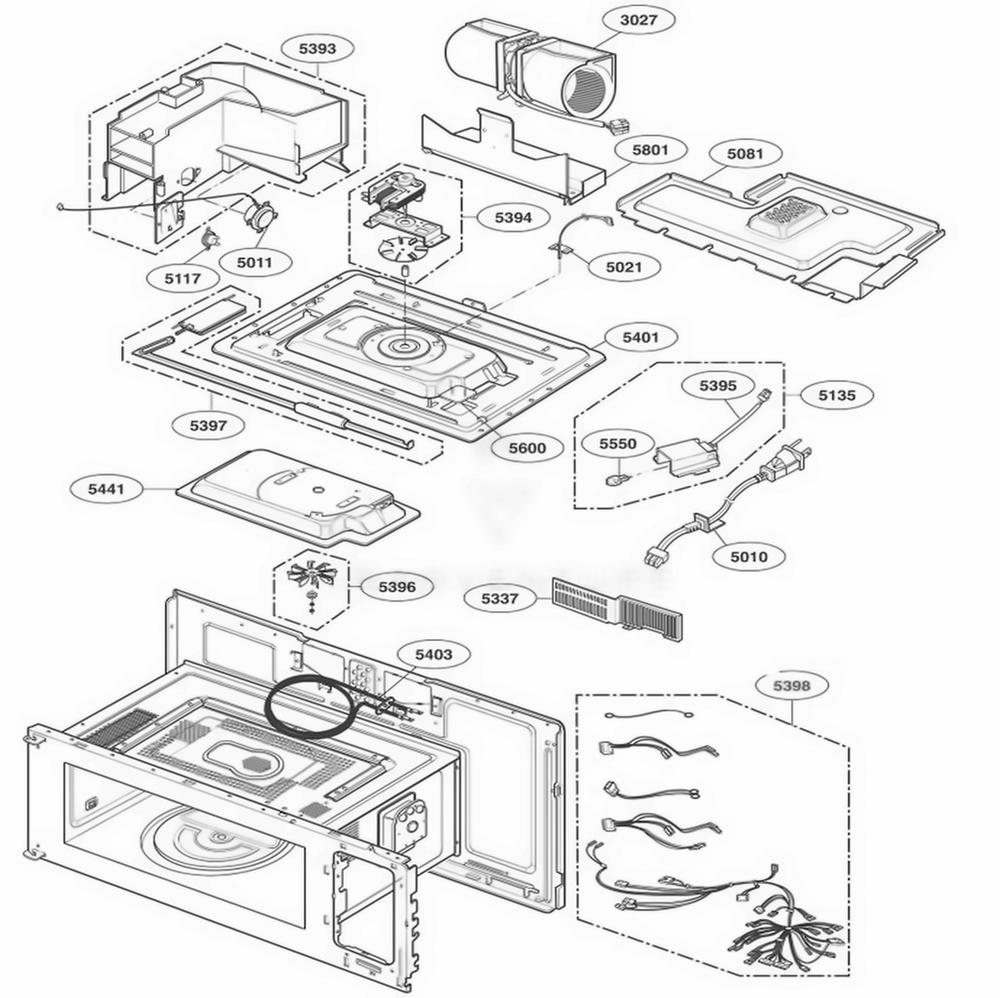 Interior Parts 2 Diagram and Parts List for JVM1490WH AWHEGEU LG Range