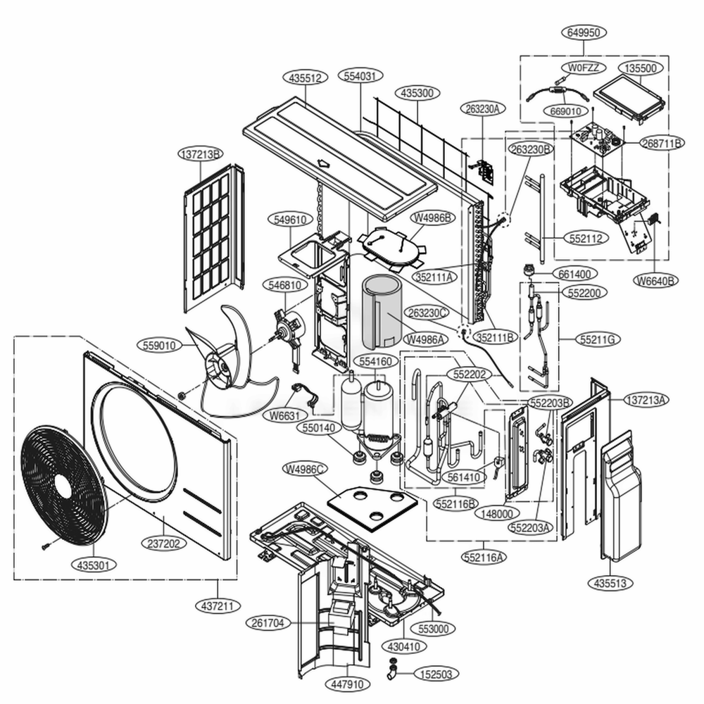 Outdoor Unit Diagram and Parts List for LSU091HSV3 AWHBEUS LG Air Conditioner