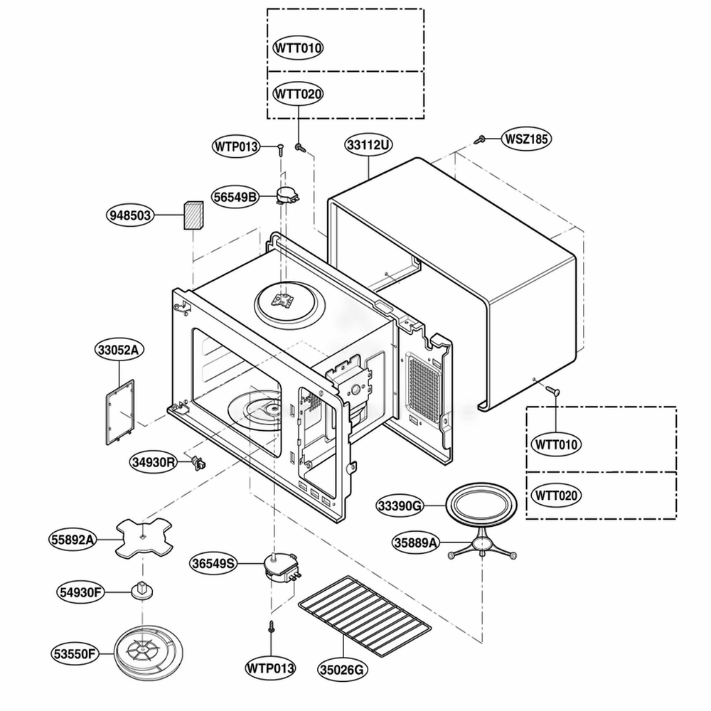 Oven Cavity Parts Diagram and Parts List for KCMS185JBL CB1EKAD LG Wall Oven