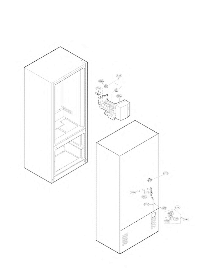 Water And Icemaker Parts Diagram and Parts List for LFC20760SW 03 LG Refrigerator