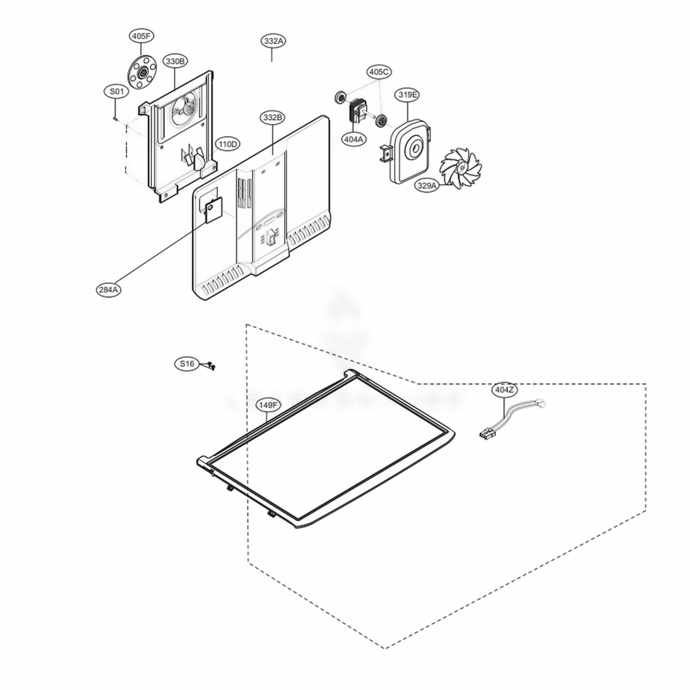 Freezer Parts Diagram and Parts List for 79432 ASWCSE0 LG Refrigerator