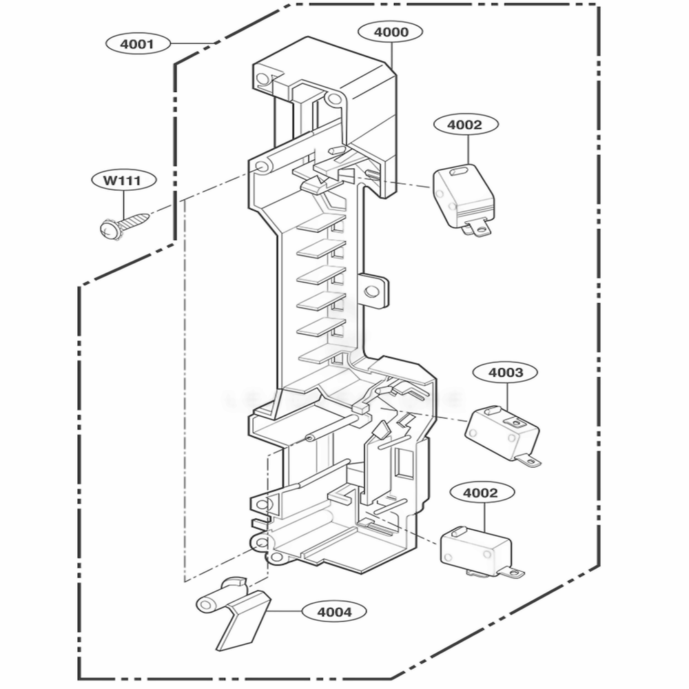 Latch Board Parts Diagram and Parts List for JMV8196AAW AWHEJEN LG Range