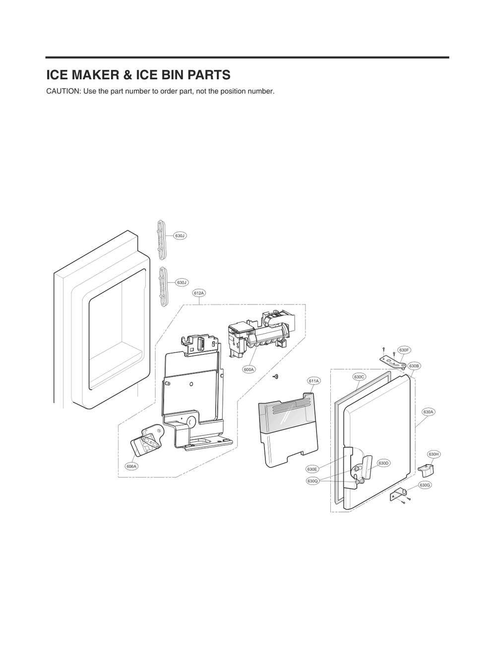 Ice Maker And Ice Bin Parts Diagram and Parts List for GC-J288GSXM ASTCNA0 LG Refrigerator
