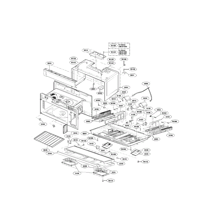 Oven Cavity Diagram and Parts List for LMH2016SB 00 LG Microwave Oven Combo