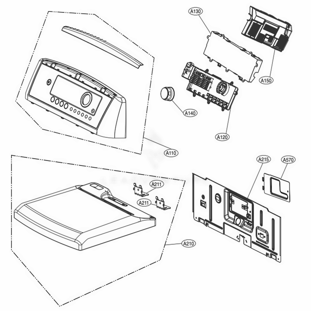 Control Panel And Plate Assembly Diagram and Parts List for DLE4870W ABWEEUS LG Dryer