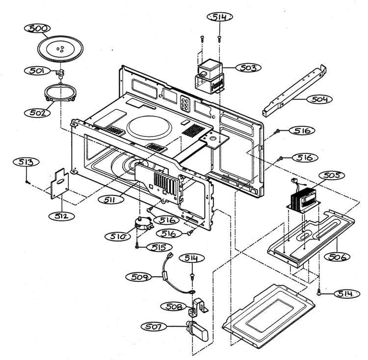 Interior Parts 1 Diagram and Parts List for MV-1526W  LG Microwave