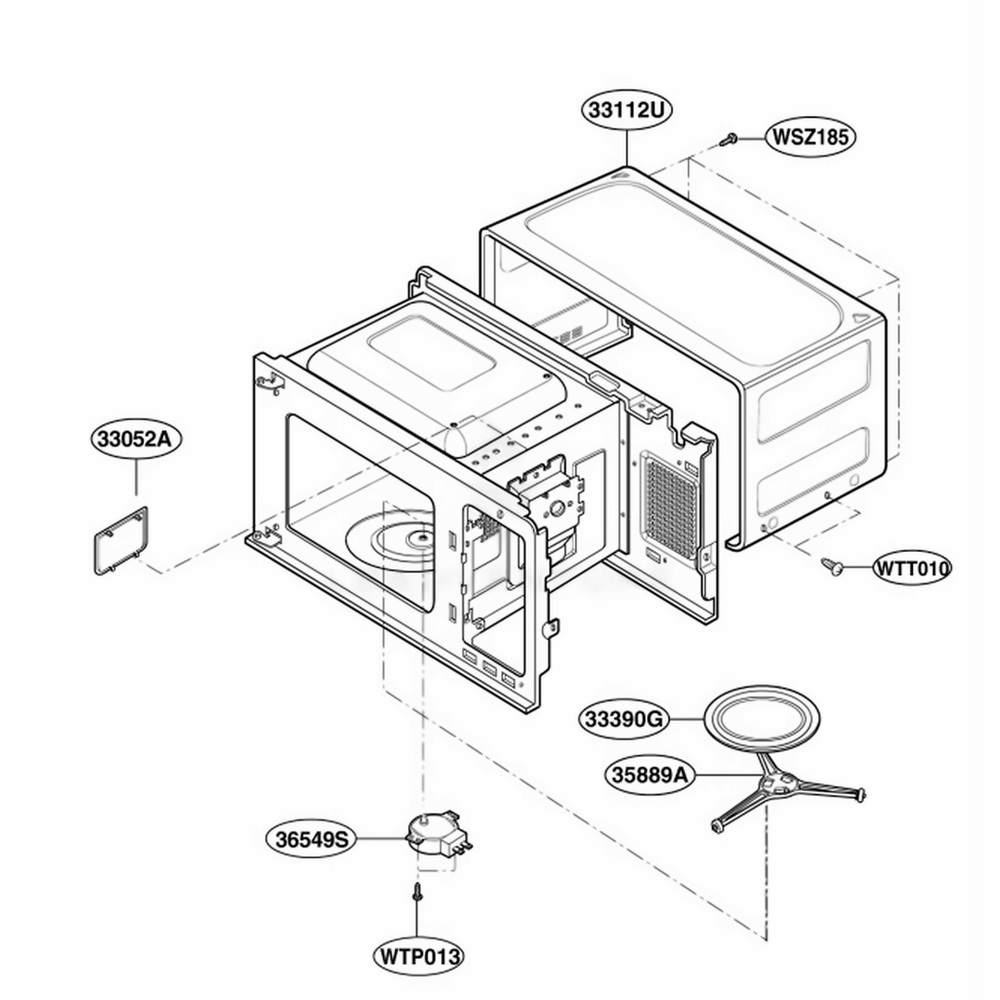 Oven Cavity Parts Diagram and Parts List for SBM7700B CBKESBM LG Range
