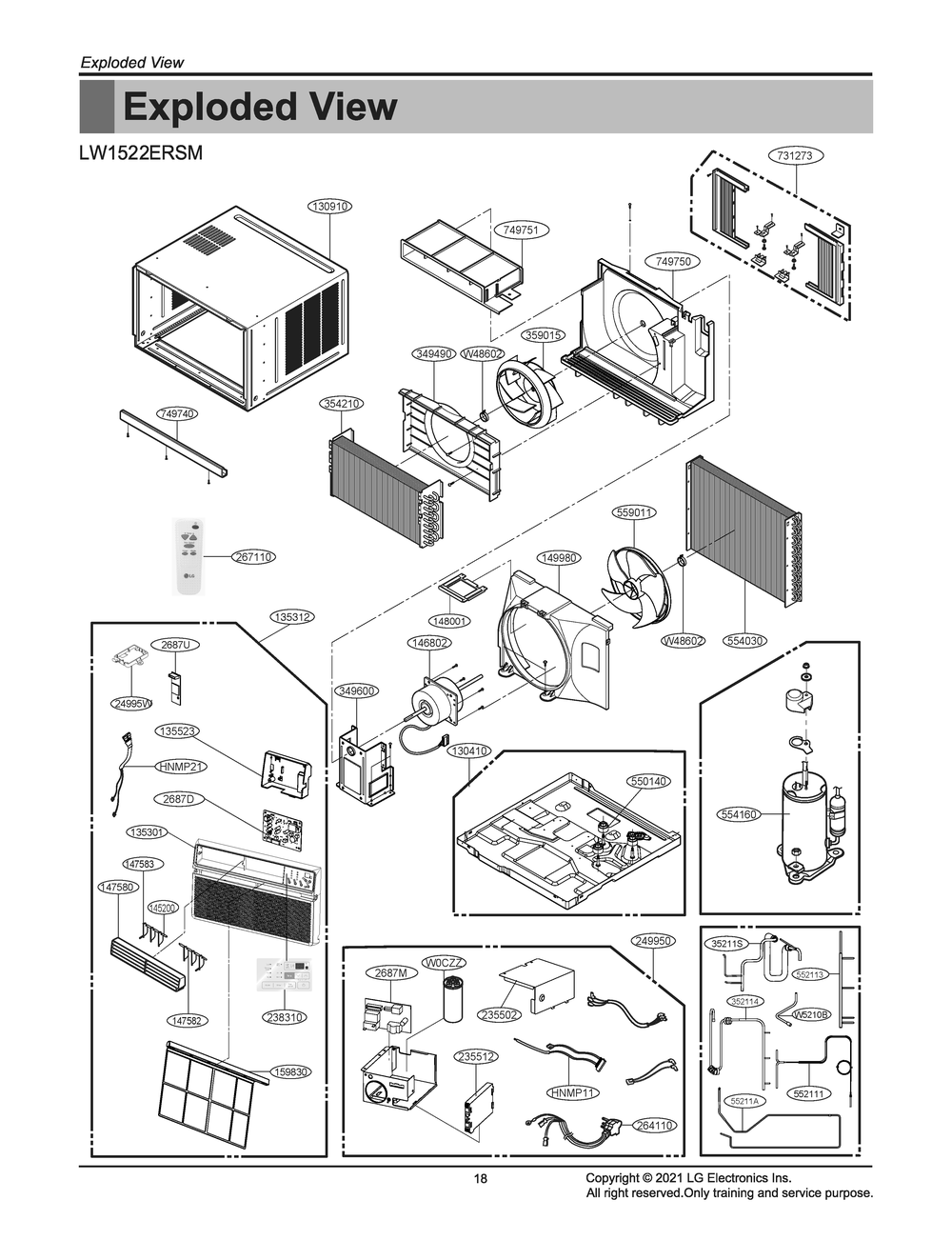 Diagram 1 Diagram and Parts List for LW1522ERSM AT1AYOW LG Air Conditioner