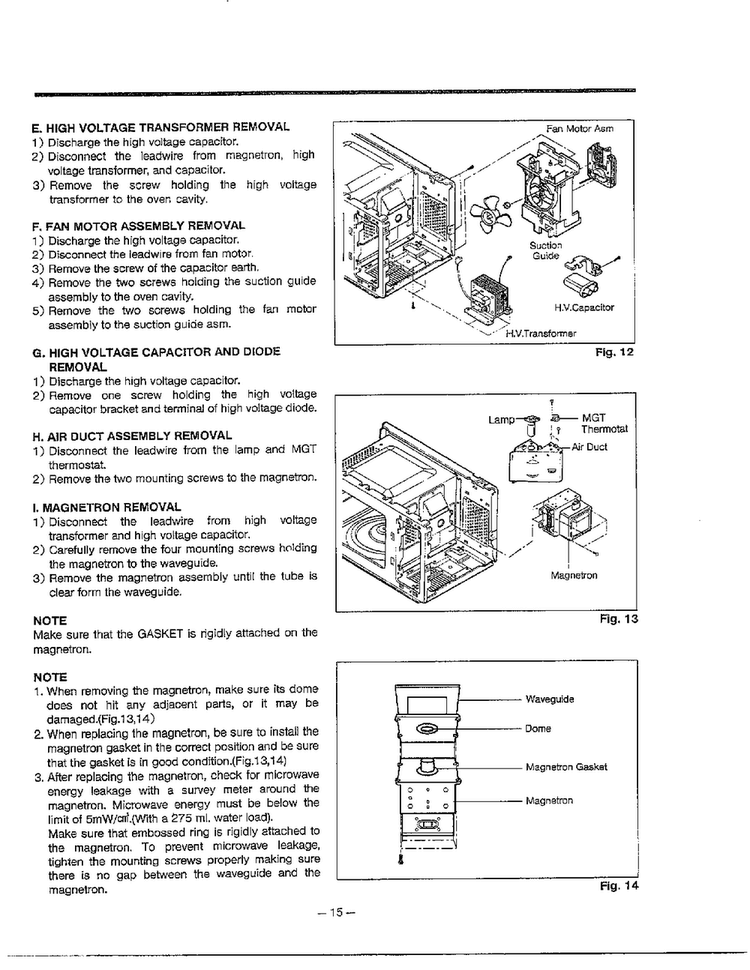 Disassembly/parts Procedure Page 2 Diagram and Parts List for MA-1171S  LG Microwave