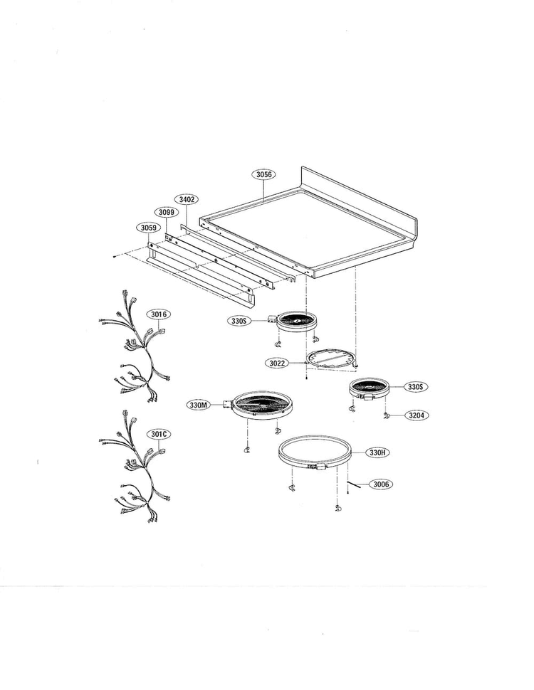 Cooktop Diagram and Parts List for LDE5415ST  LG Range